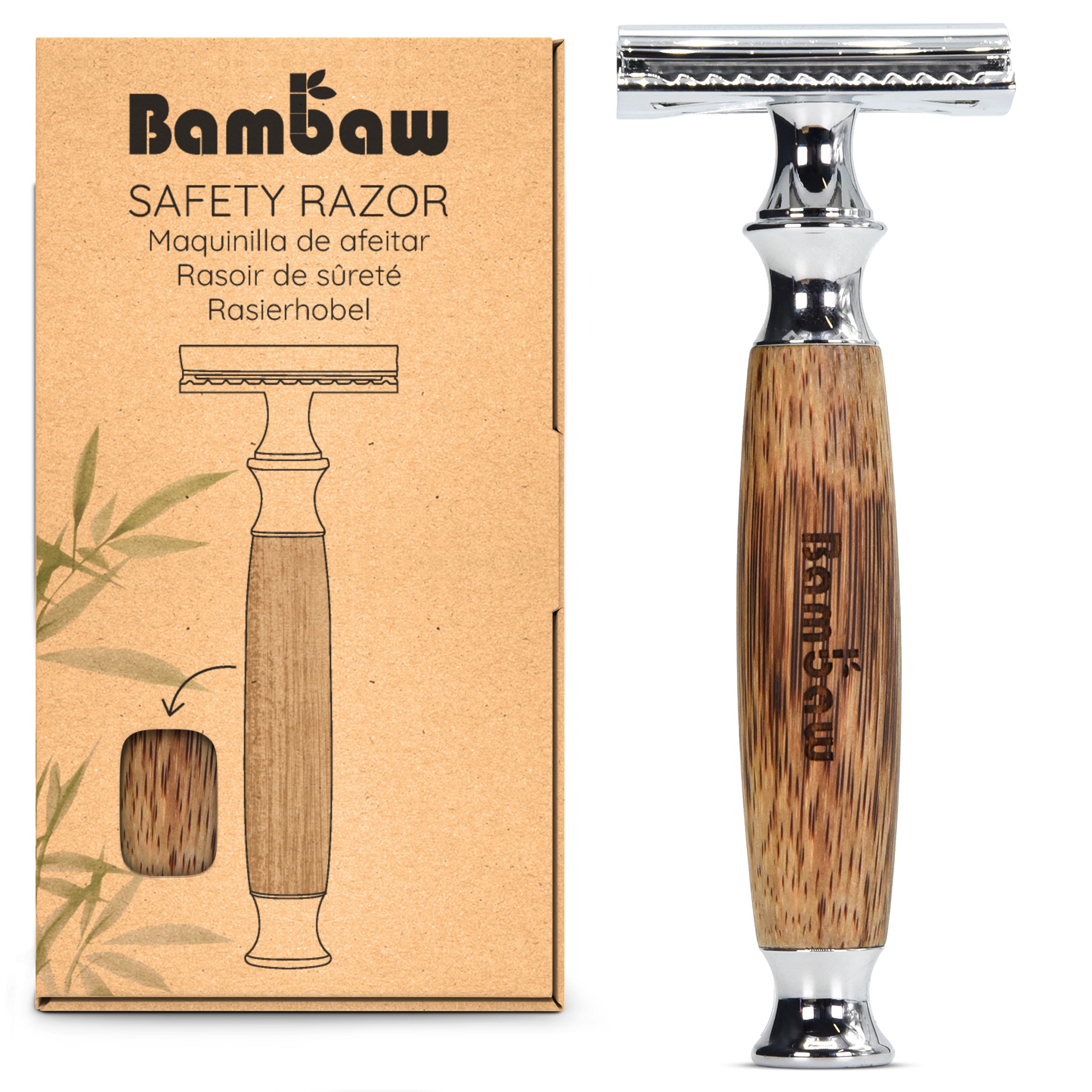 Bambaw -- Rasoir de sûreté affiné en bambou (noir) main image 1