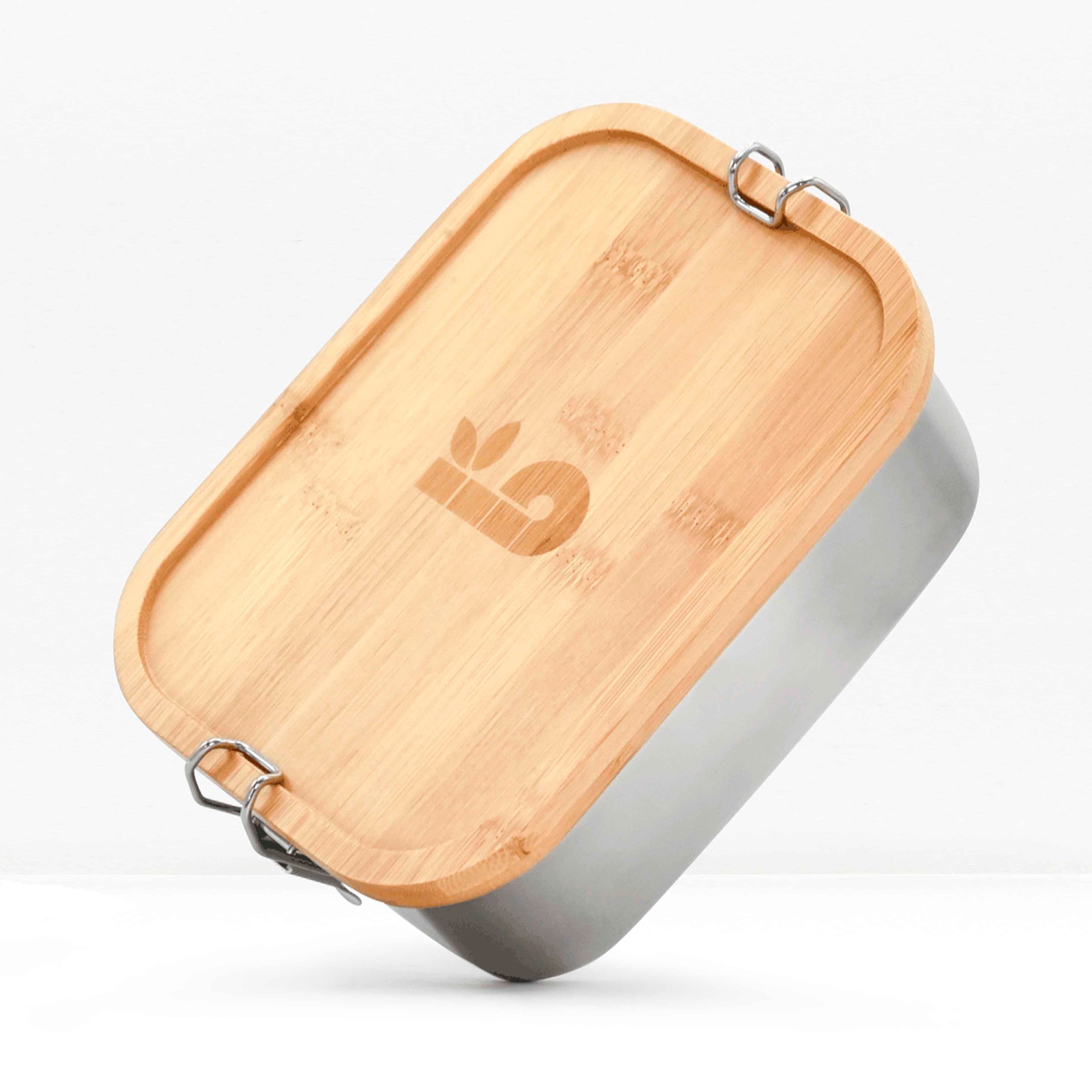 Lunch box en métal et bambou avec couverts