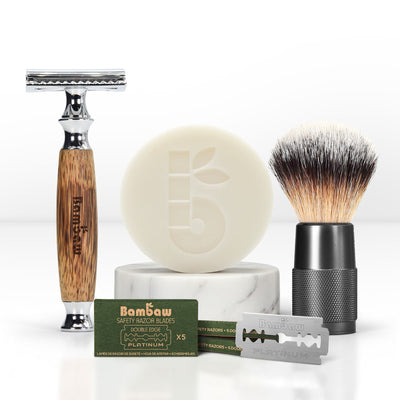 Kit de Rasage avec Rasoir en Bambou | Coffret Complet
