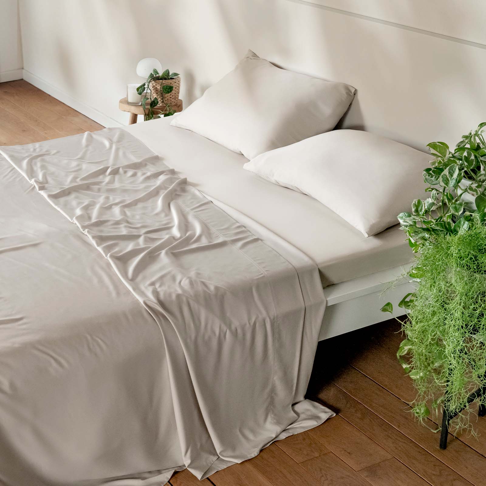 Ensemble de draps pour 2 lits articulés simple XL Rayonne bambou Gris charcoal Ensemble de draps pour 2 lits articulés simple XL Rayonne bambou Gris charcoal